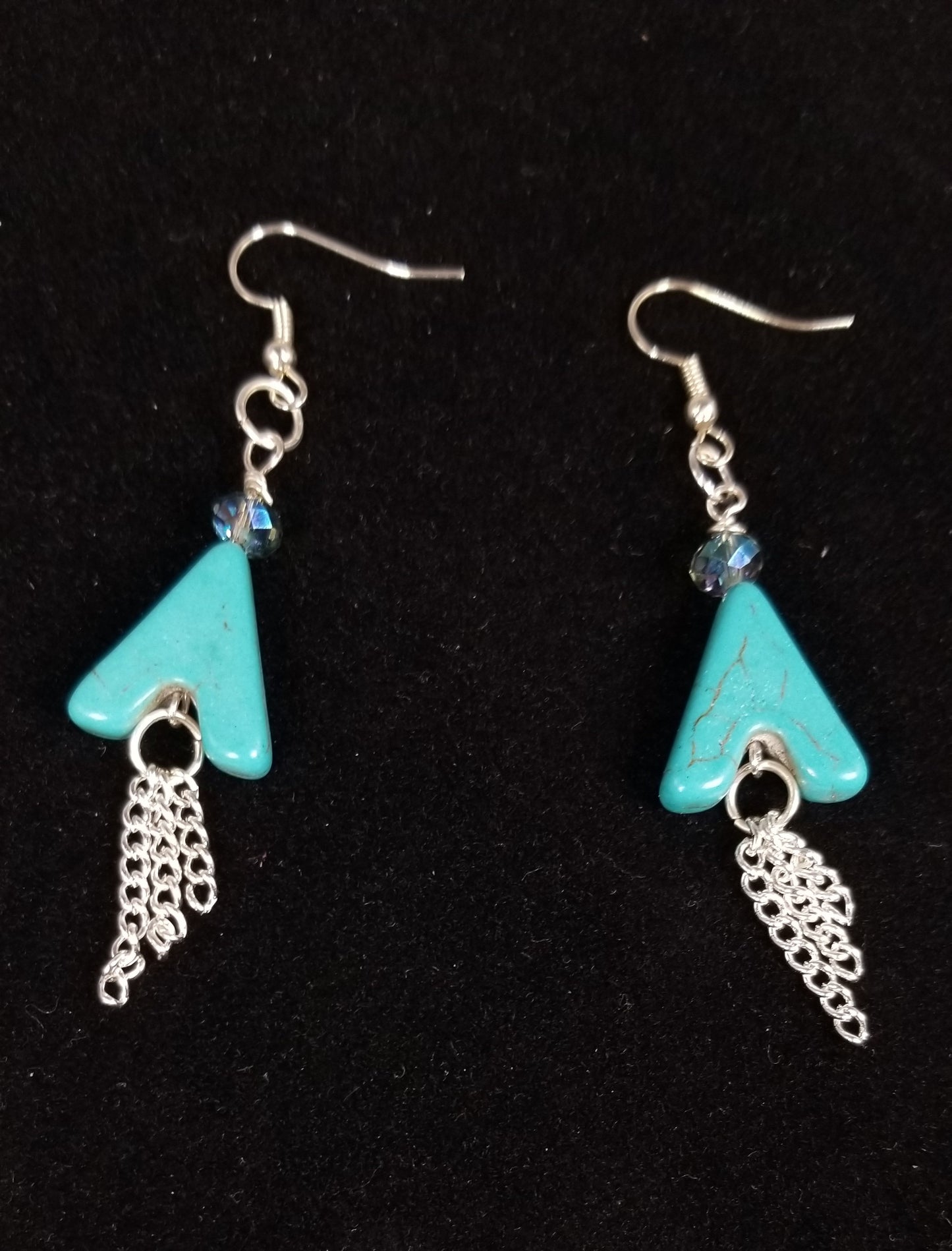 Turquoise Magnesite Arrow Beaded Earrings